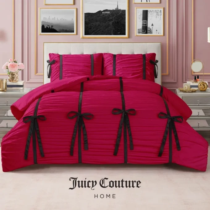 Amelie Bows Ruched Comforter Set Amelie Bows Ruched Comforter Set