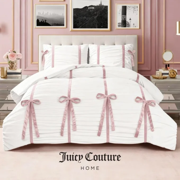 Amelie Bows Ruched Comforter Set Amelie Bows Ruched Comforter Set