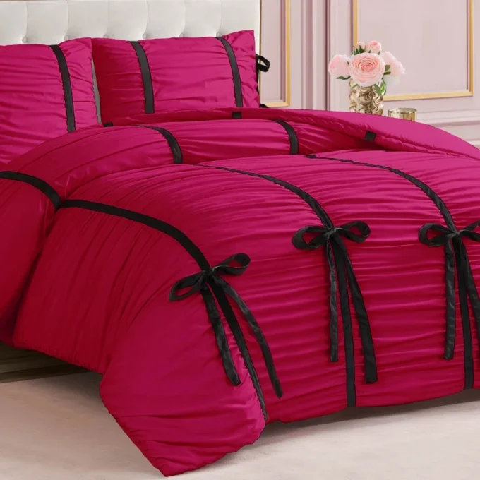 Amelie Bows Ruched Comforter Set Amelie Bows Ruched Comforter Set