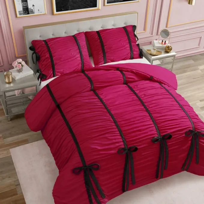 Amelie Bows Ruched Comforter Set Amelie Bows Ruched Comforter Set