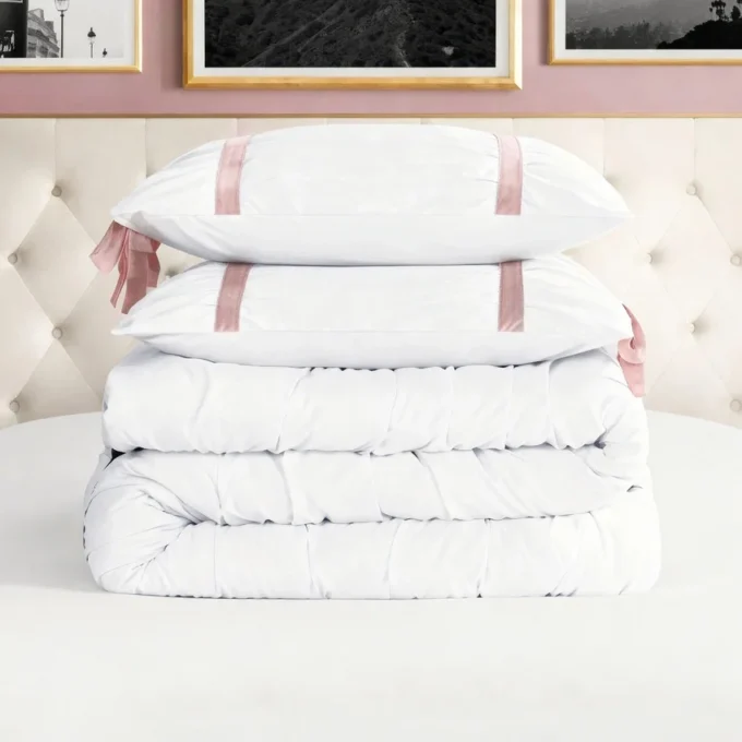 Amelie Bows Ruched Comforter Set Amelie Bows Ruched Comforter Set