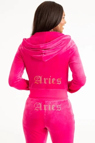 Aries Customizable Big Bling Velour Hoodie