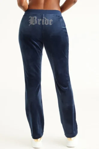Bride Customizable Big Bling Velour Track Pants