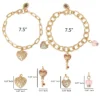 Charm Bracelet Set with Heart and Key Charms Charm Bracelet Set with Heart and Key Charms