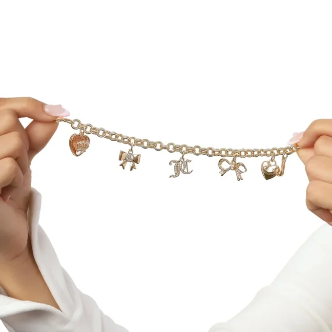 Charm Bracelet with Bow and Pave Details Charm Bracelet with Bow and Pave Details