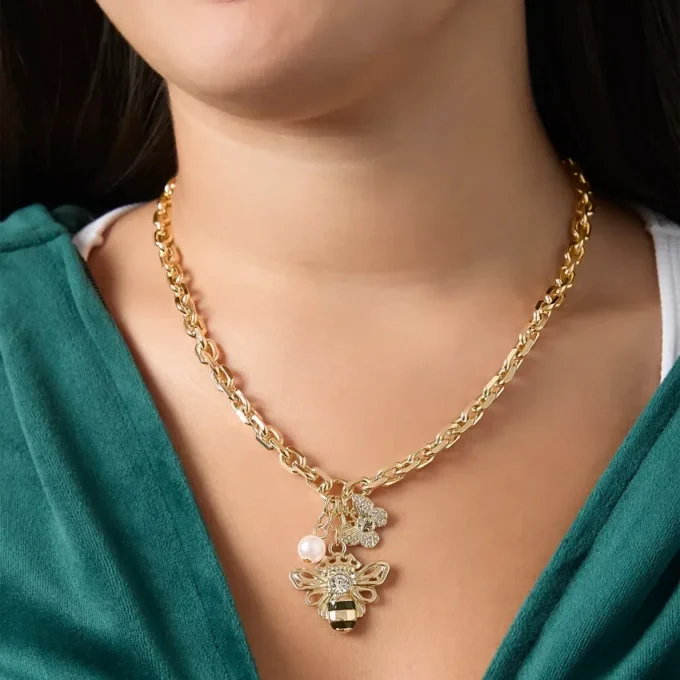 Charm Cluster Bee Necklace Charm Cluster Bee Necklace