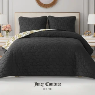 Cheetah Doodle Hearts Quilt Set
