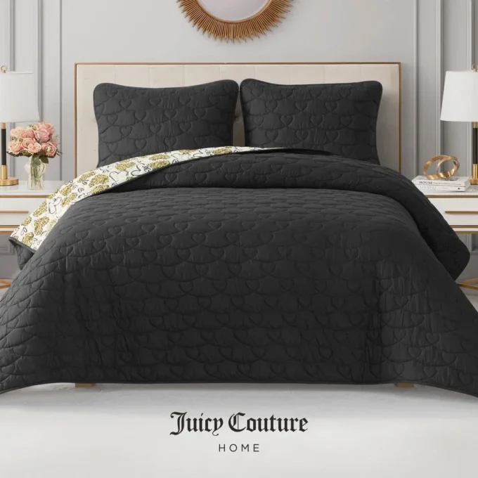 Cheetah Doodle Hearts Quilt Set Cheetah Doodle Hearts Quilt Set
