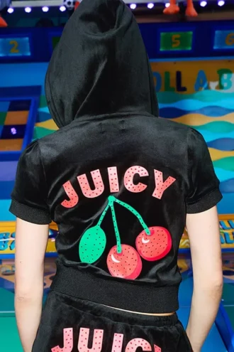 Cherry Bling Velour Hoodie