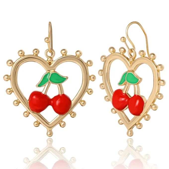 Cherry Heart Drop Earrings Cherry Heart Drop Earrings