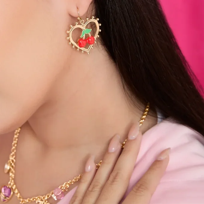 Cherry Heart Drop Earrings Cherry Heart Drop Earrings
