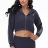 Cropped Fleece Hoodie with Side Bling Cropped Fleece Hoodie with Side Bling