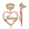Crown & Pink Heart Drop Earrings Crown & Pink Heart Drop Earrings