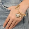 Crystal Heart Charm Toggle Bracelet Crystal Heart Charm Toggle Bracelet
