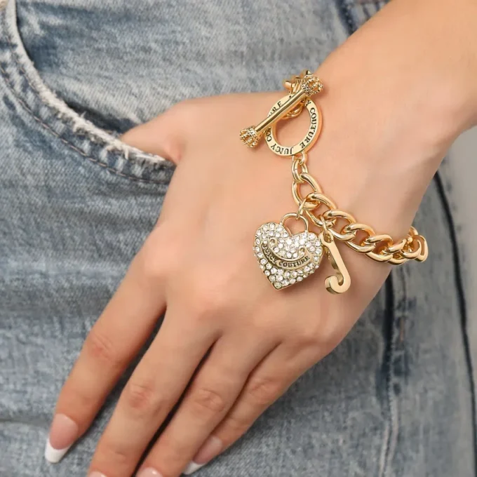 Crystal Heart Charm Toggle Bracelet Crystal Heart Charm Toggle Bracelet