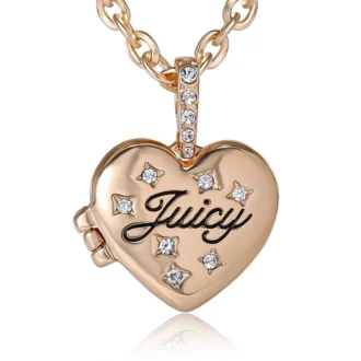 Crystal Heart Locket Pendant Necklace