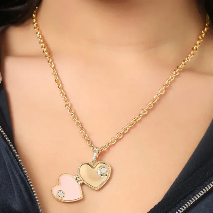 Crystal Heart Locket Pendant Necklace Crystal Heart Locket Pendant Necklace