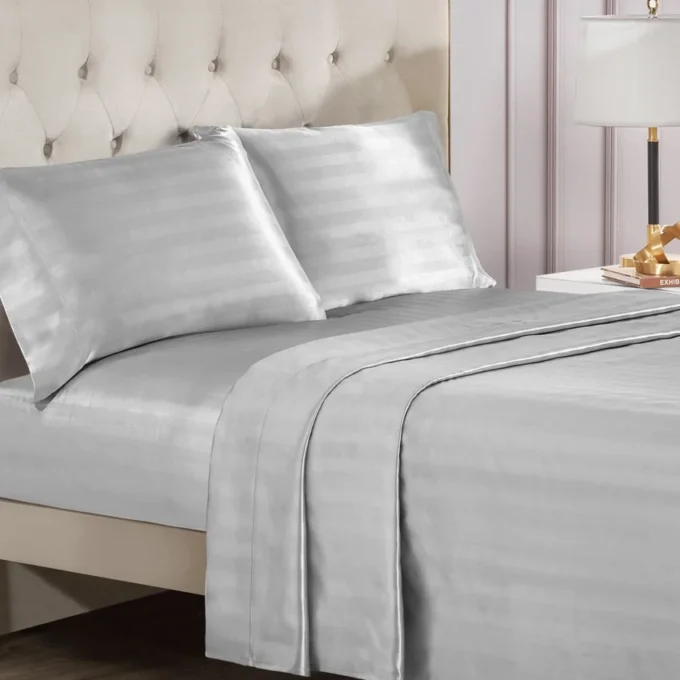 Damask Stripe Satin Sheet Set Damask Stripe Satin Sheet Set