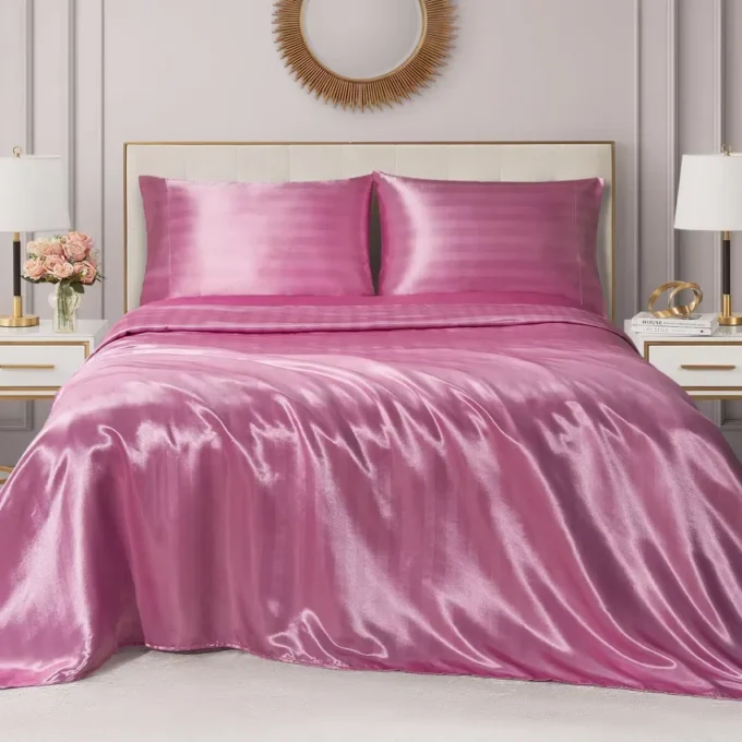Damask Stripe Satin Sheet Set Damask Stripe Satin Sheet Set