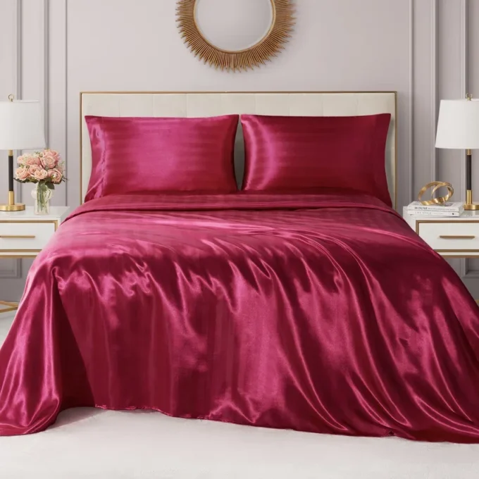 Damask Stripe Satin Sheet Set Damask Stripe Satin Sheet Set