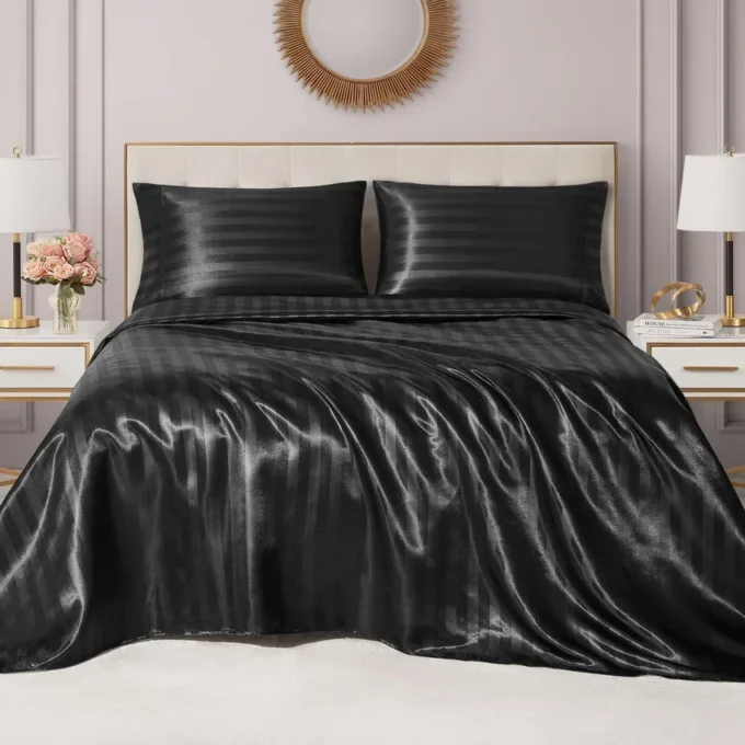 Damask Stripe Satin Sheet Set Damask Stripe Satin Sheet Set