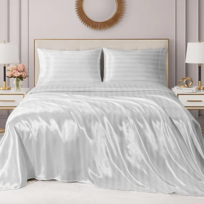 Damask Stripe Satin Sheet Set Damask Stripe Satin Sheet Set