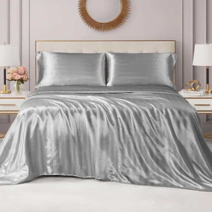 Damask Stripe Satin Sheet Set Damask Stripe Satin Sheet Set