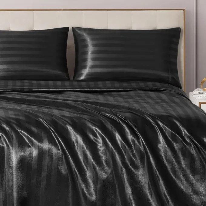 Damask Stripe Satin Sheet Set Damask Stripe Satin Sheet Set