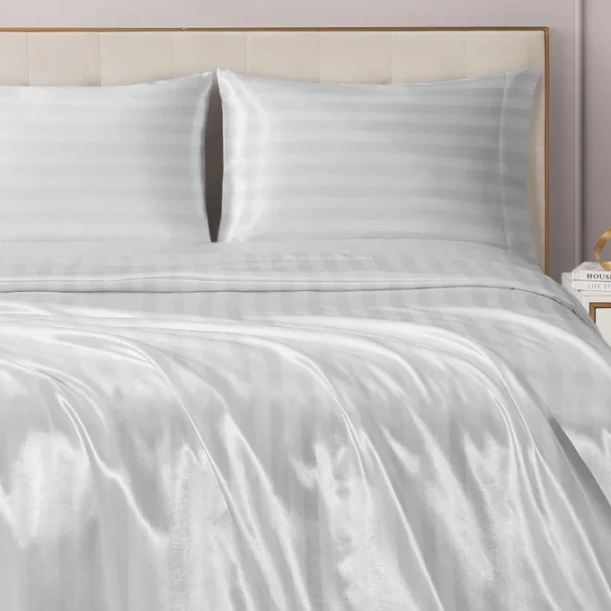 Damask Stripe Satin Sheet Set Damask Stripe Satin Sheet Set
