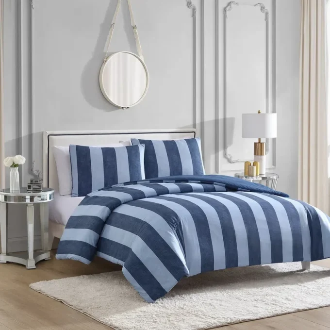 Denim Stripe Reversible Comforter Set Denim Stripe Reversible Comforter Set