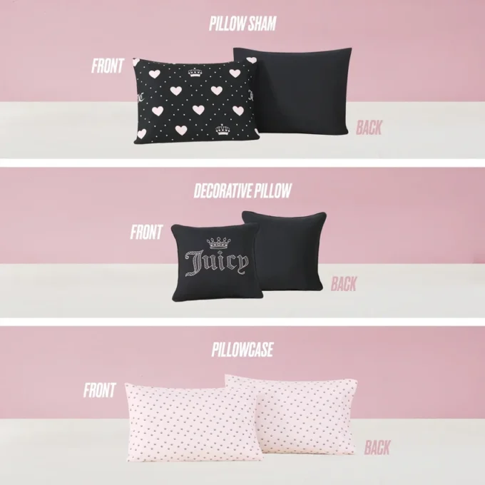 Diamond Hearts Black Comforter Bed in a Bag Bedding Set Diamond Hearts Black Comforter Bed in a Bag Bedding Set