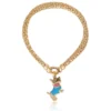 Double Chain Bracelet with Blue Dog Charm Double Chain Bracelet with Blue Dog Charm