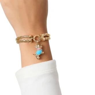 Double Chain Bracelet with Blue Dog Charm