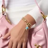 Double Chain Bracelet with Blue Dog Charm Double Chain Bracelet with Blue Dog Charm