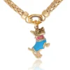 Double Chain Bracelet with Blue Dog Charm Double Chain Bracelet with Blue Dog Charm