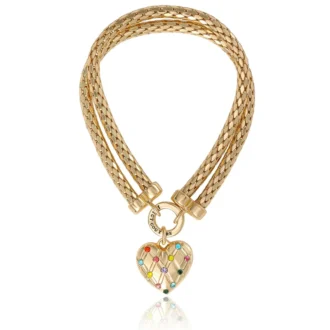 Double Chain Heart Padlock Bracelet