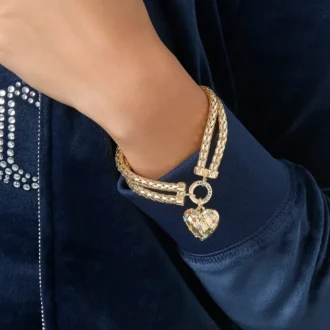 Double Chain Heart Padlock Bracelet