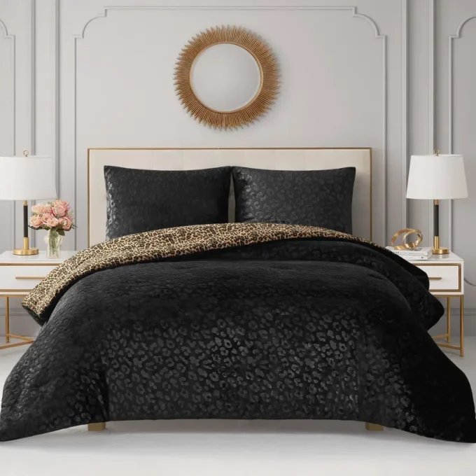 Embossed Leopard Reversible Comforter Set Embossed Leopard Reversible Comforter Set