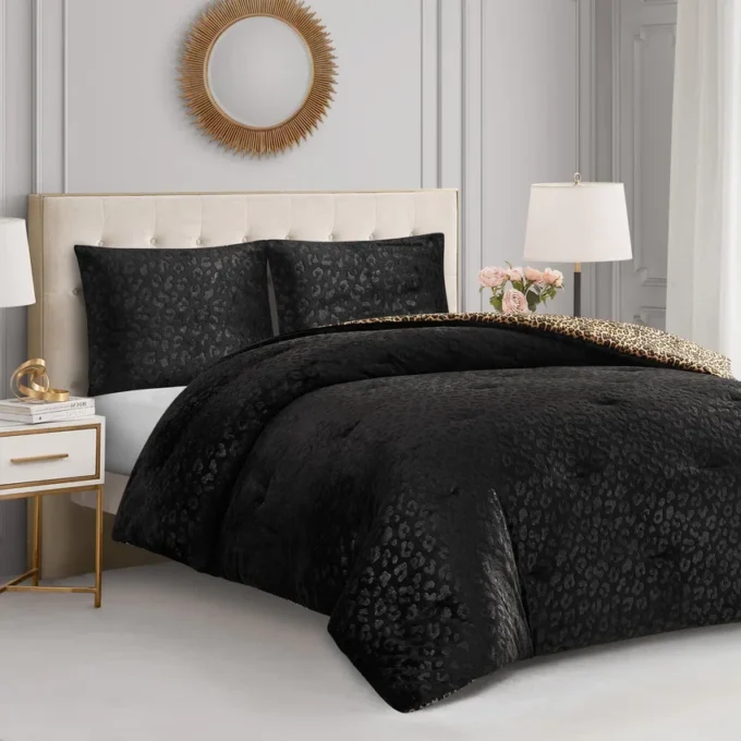 Embossed Leopard Reversible Comforter Set Embossed Leopard Reversible Comforter Set