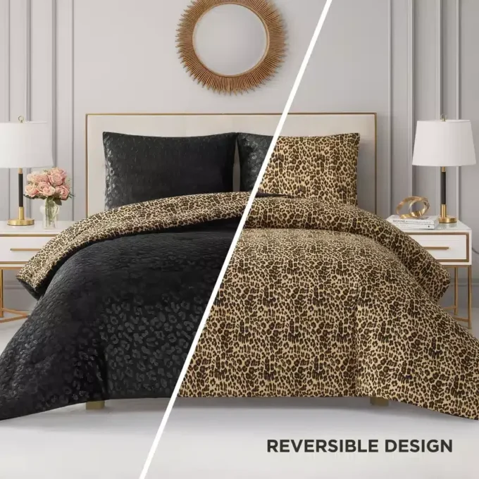 Embossed Leopard Reversible Comforter Set Embossed Leopard Reversible Comforter Set