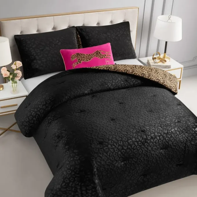 Embossed Leopard Reversible Comforter Set Embossed Leopard Reversible Comforter Set