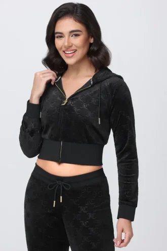 Embossed Velour Corset Hoodie