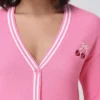 Embroidered Tipped Sweater Cardigan Embroidered Tipped Sweater Cardigan