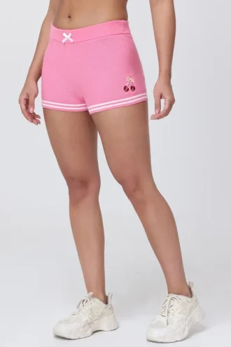 Embroidered Tipped Sweater Shorts