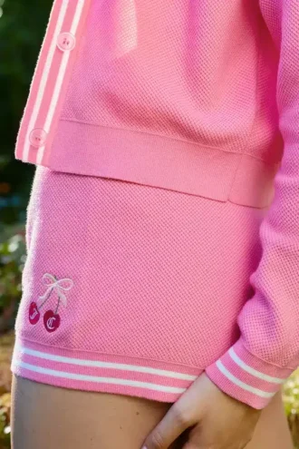 Embroidered Tipped Sweater Shorts