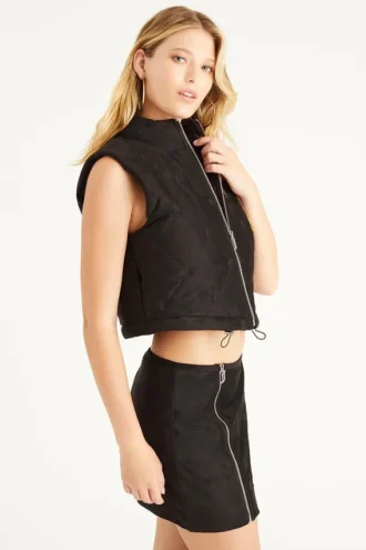 Faux Suede Monogram Vest Faux Suede Monogram Vest