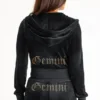 Gemini Customizable Big Bling Velour Hoodie Gemini Customizable Big Bling Velour Hoodie
