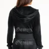 Gemini Customizable Big Bling Velour Hoodie Gemini Customizable Big Bling Velour Hoodie