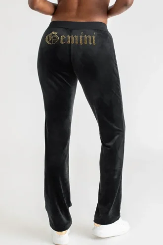 Gemini Customizable Big Bling Velour Track Pants Gemini Customizable Big Bling Velour Track Pants