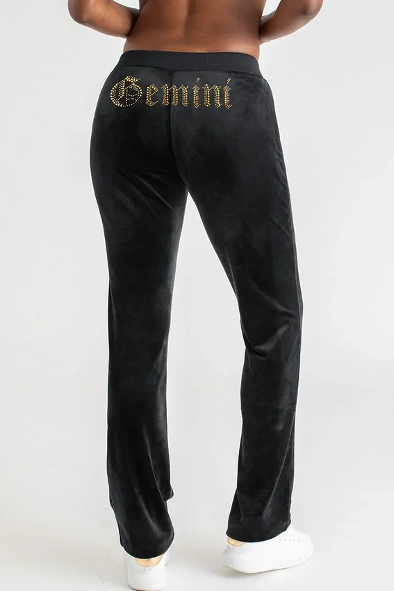 Gemini Customizable Big Bling Velour Track Pants Gemini Customizable Big Bling Velour Track Pants